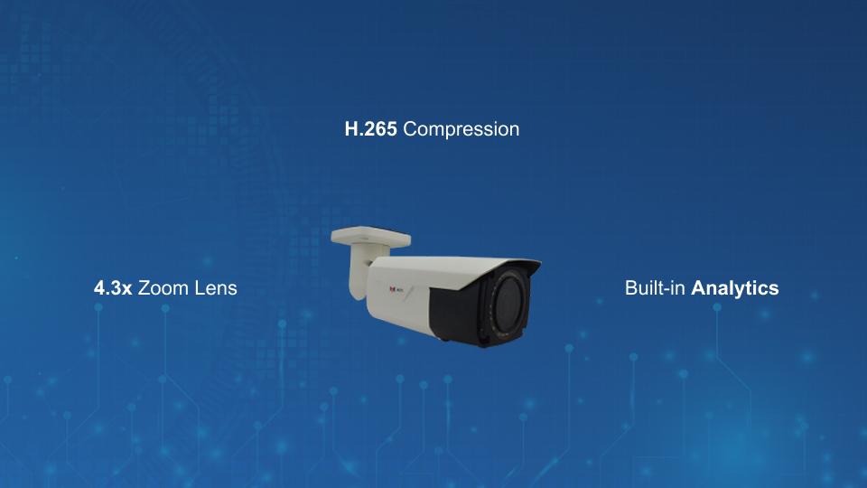 A421 8MP zoom bullet camera with face, people, and car detection, adaptive IR, and wide-angle lens, from Winncom Technologies.