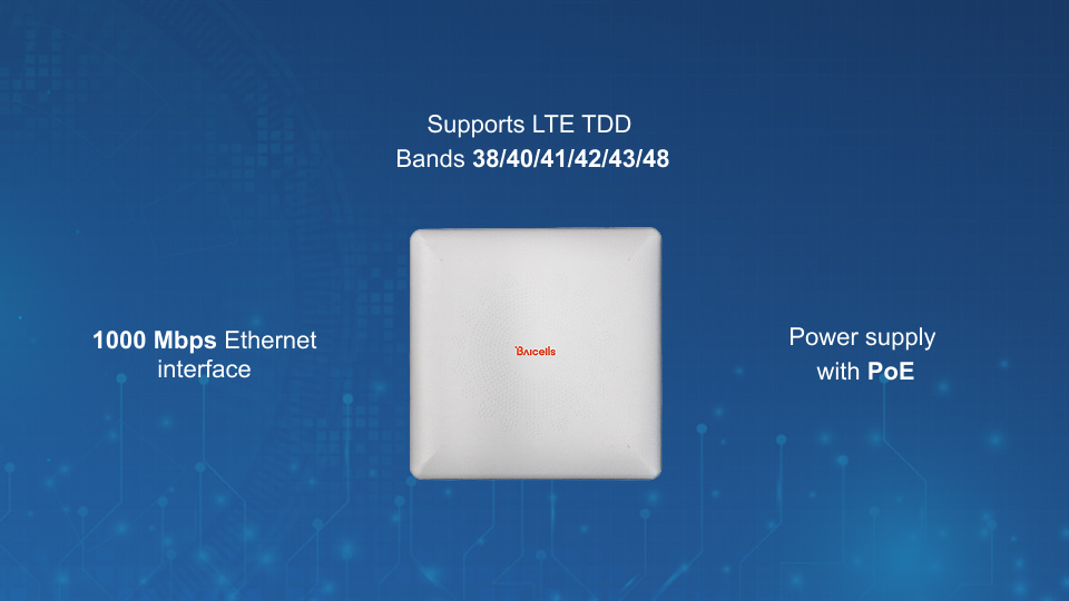 Baicells Atom OD15 3.5GHz outdoor LTE CPE with 18 dBi antenna and 4x4 MIMO, available from Winncom Technologies.