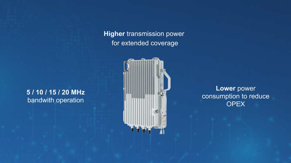 Baicells Nova-243 outdoor LTE FDD/TDD base station with 2×10W output and 2x2 MIMO, available from Winncom Technologies.