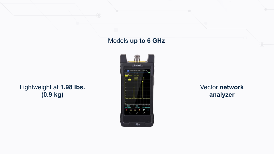 Bird SiteHawk SK-6000-TC RF cable and antenna analyzer with 6 GHz range, compact design, and diagnostics tools, from Winncom Technologies.