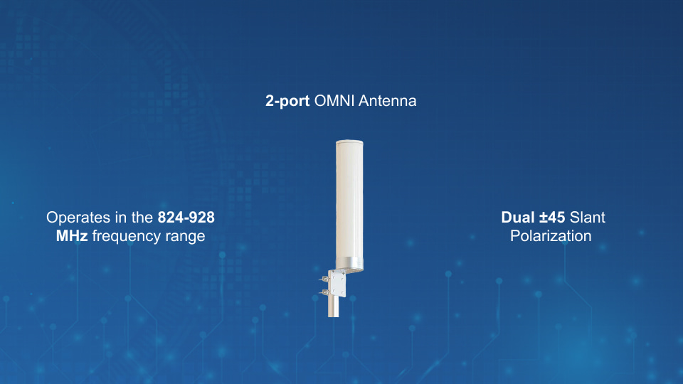 KP Performance KP-900-DPOMA-45 900 MHz dual-slant 2-port omni antenna with 10 dBi gain for NLOS and PMP networks, from Winncom Technologies.