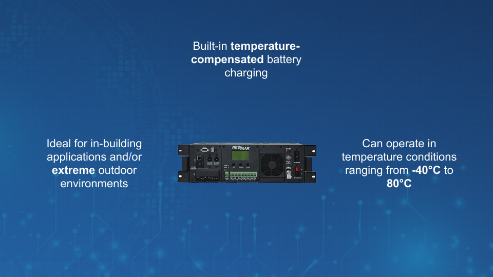Newmar Rugged AC UPS Series for industrial and outdoor power backup with AVR, battery optimization, and extreme temperature operation, from Winncom Technologies.