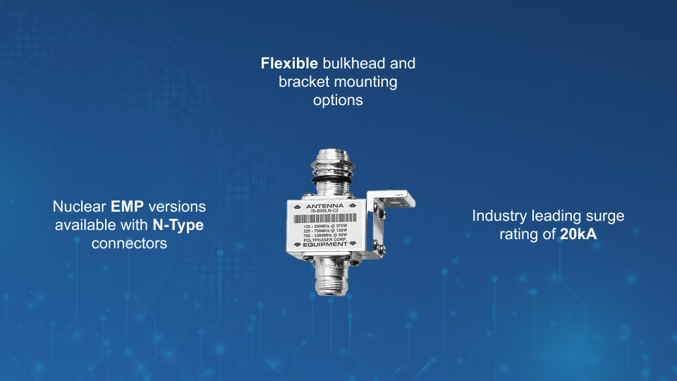 PolyPhaser IS-B50LN-C2 DC Block Lightning Protector, 125–1000 MHz, bulkhead mount, N-Female to N-Female | Winncom Technologies.