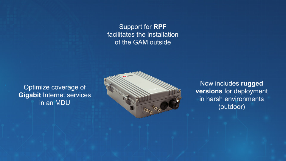 Rugged Positron G.hn GAM Multiplexer for outdoor Gigabit Internet over coax or copper networks, built for harsh environments, from Winncom Technologies.