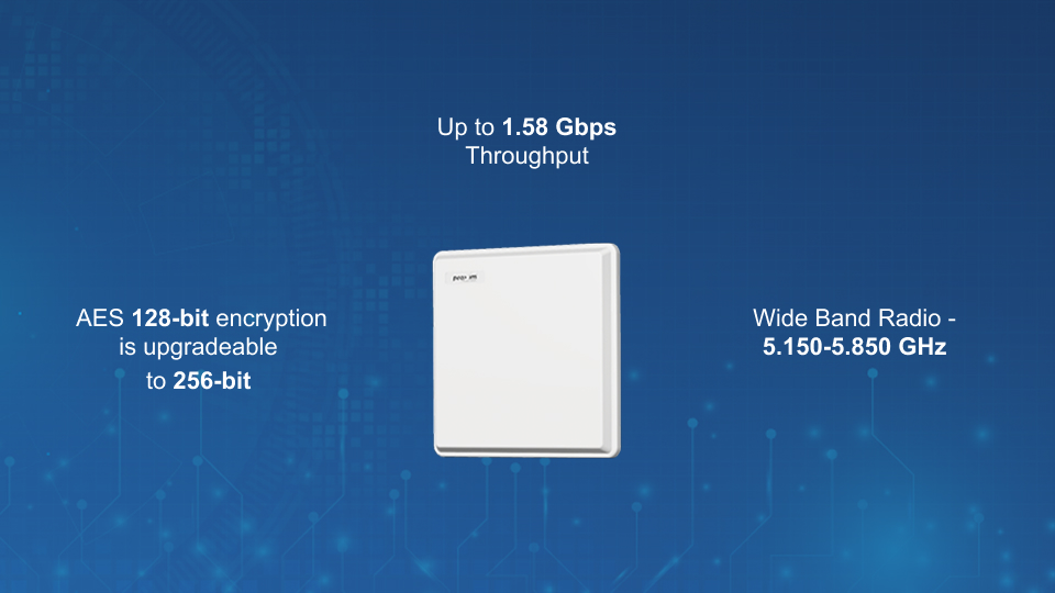 Proxim Stratum X5 5GHz MIMO 4x4 point-to-point radio, up to 1.5Gbps, IP-rated design for reliable backhaul and Point-to-Multipoint networks.