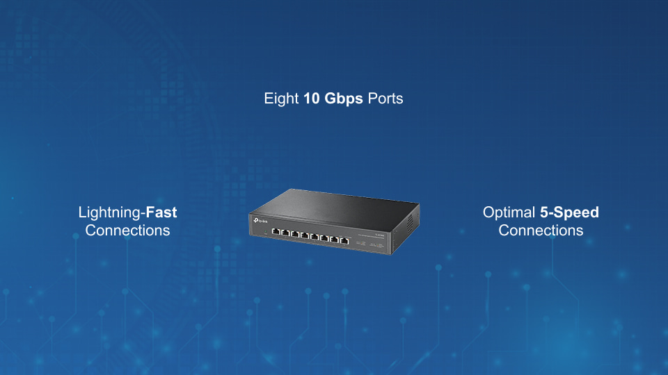 TP-Link TL-SX105 and TL-SX1008 unmanaged 10G Multi-Gigabit switches for business and home, available at Winncom Technologies.