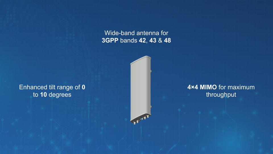 AW3161 3300–3800 MHz 4-Port Sector Antenna with Electrical Tilt | Winncom Technologies
