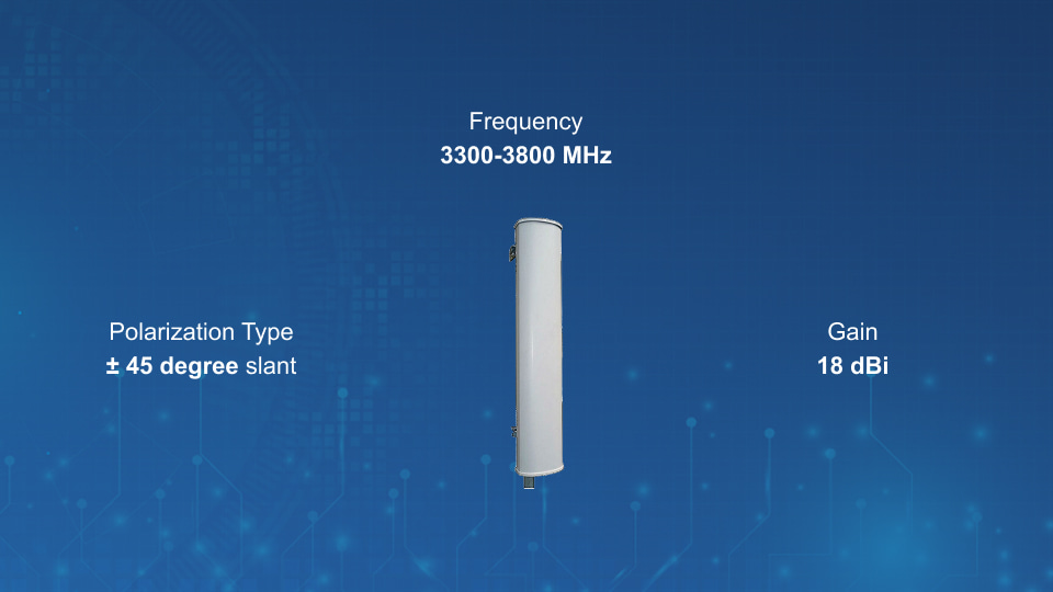 KP-3DP65S-45 3GHz 18 dBi Dual Slant 65° Sector Antenna | Winncom Technologies