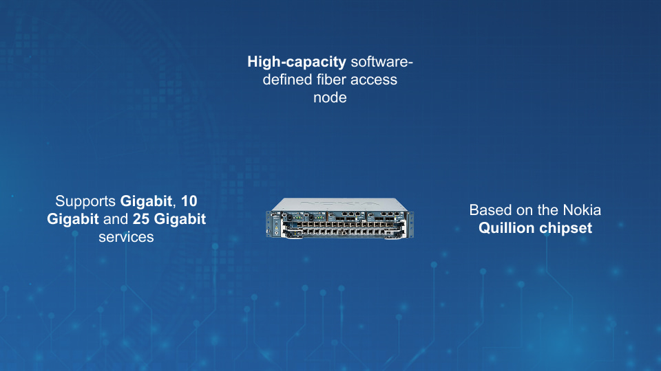 Nokia Lightspan MF-2 compact fiber access node for GPON, XGS-PON, and 25G PON services.